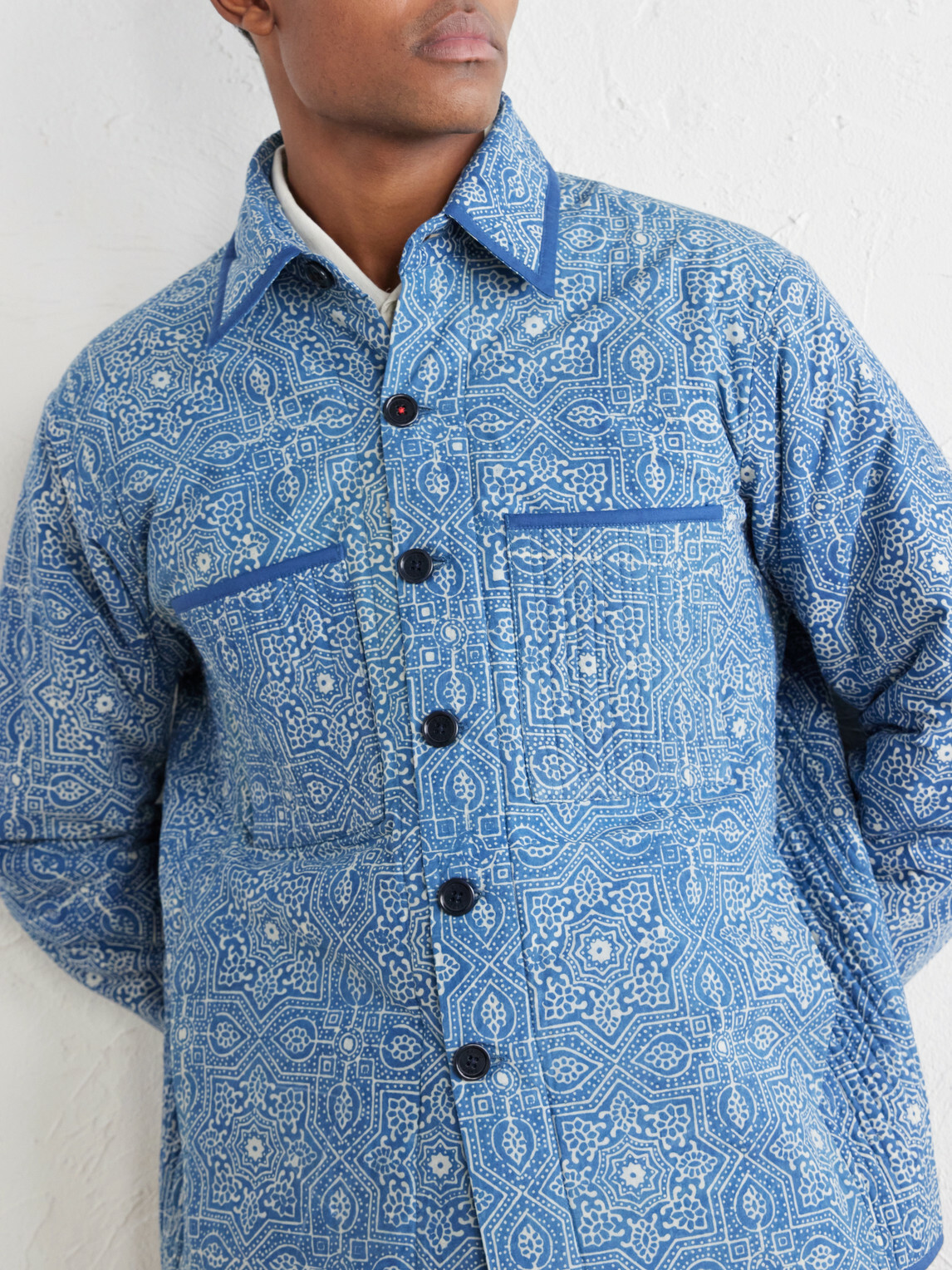Kardo - Wynton Printed Cotton Blouson Jacket - Blue