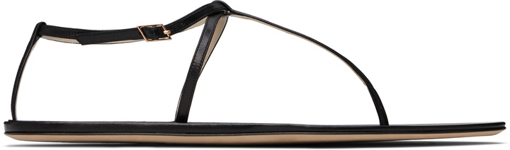 Photo: CHRISTEN SSENSE Exclusive Black Mono Strap Flat Sandals