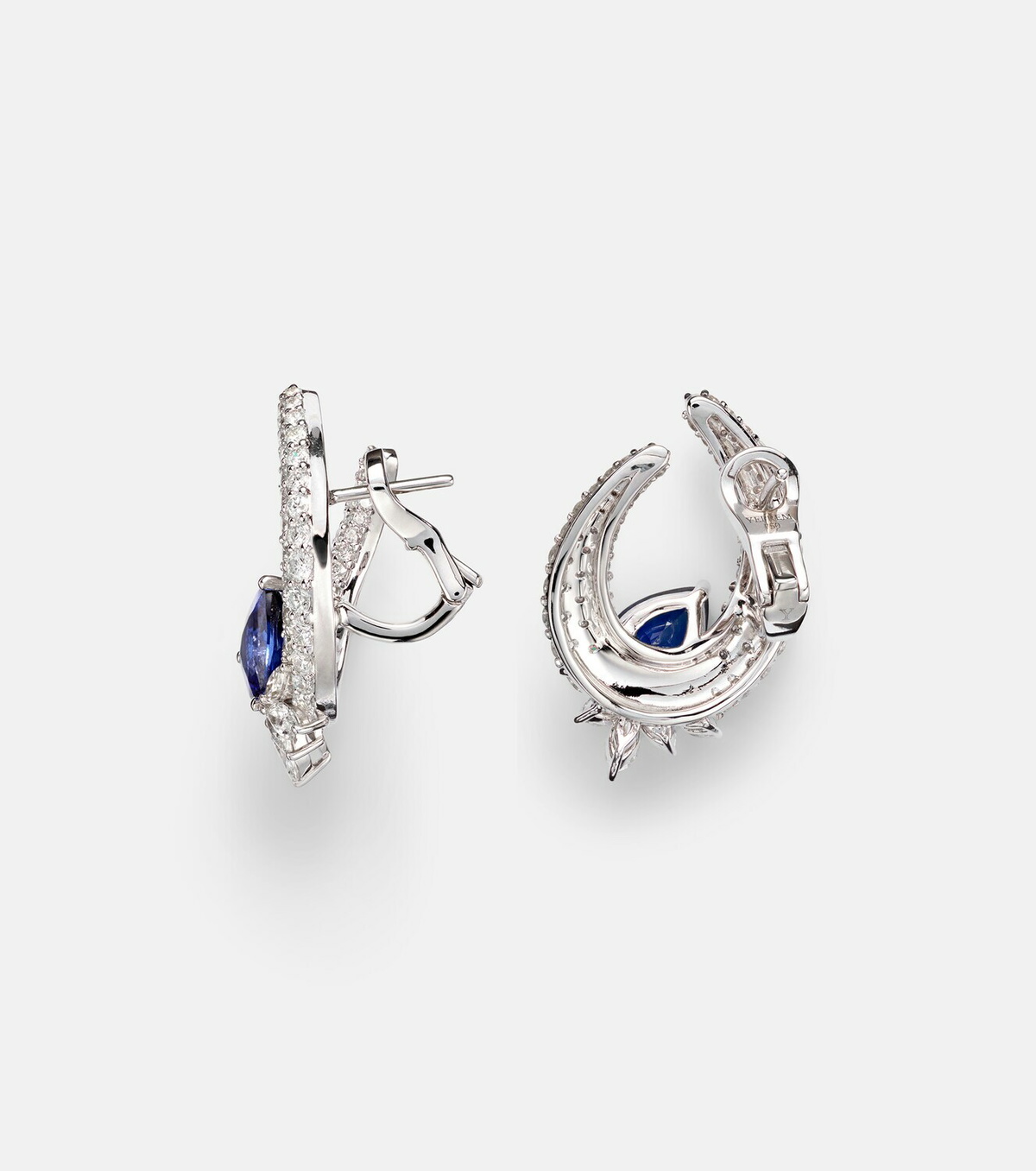 Yeprem 18kt white gold (750/1000) earrings with diamonds and sapphires
