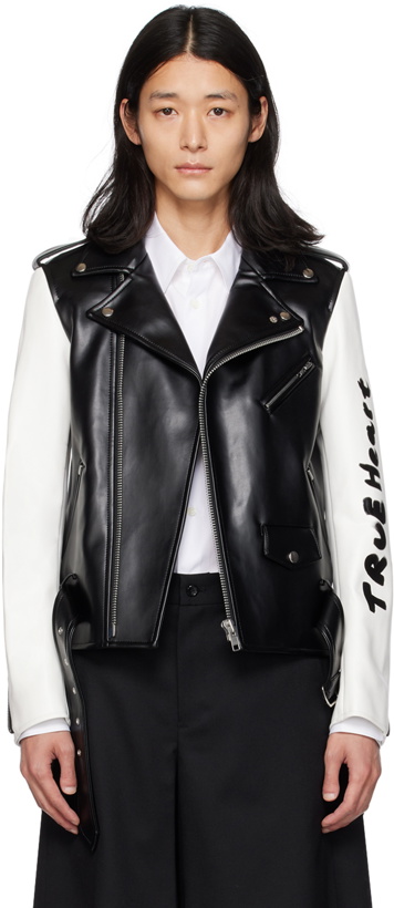 Photo: Black Comme des Garçons Black & White Paneled Faux-Leather Jacket
