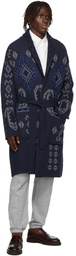 Etro Navy Wool Jersey Coat