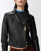 Pinko Nappa Leather Biker Jacket Limo Black