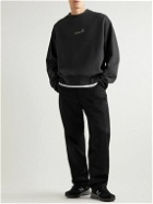 HAYDENSHAPES - Resin Oversized Distressed Logo-Embroidered Cotton-Jersey Sweatshirt - Black