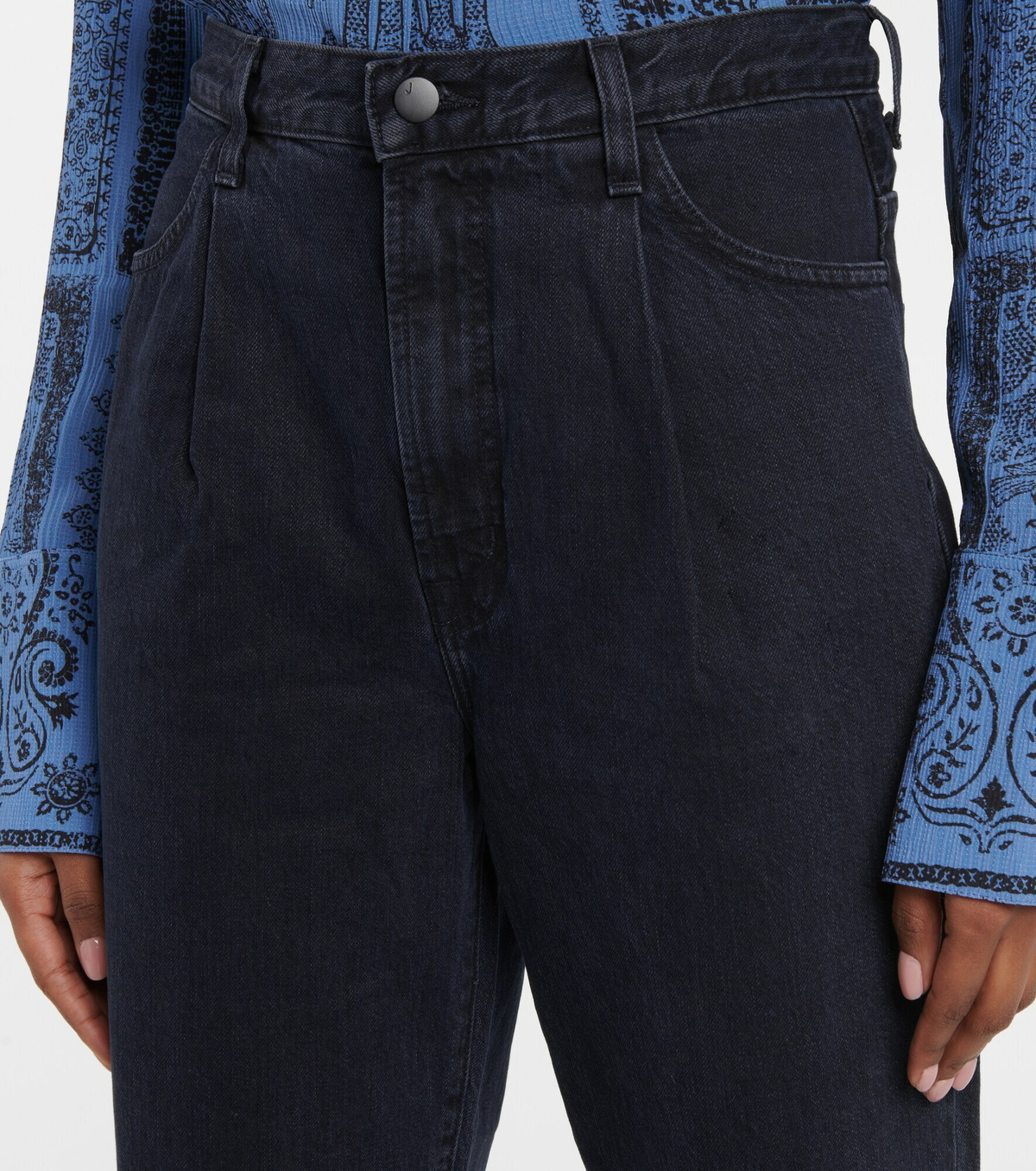 J Brand - Pleated Peg high-rise tapered jeans