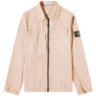 Stone Island Men's Brushed Cotton Canvas Zip Overshirt in Rose