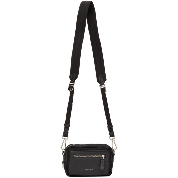 Crossbody Bag In Nylon And Pebbled Leather by Giorgio Armani Men