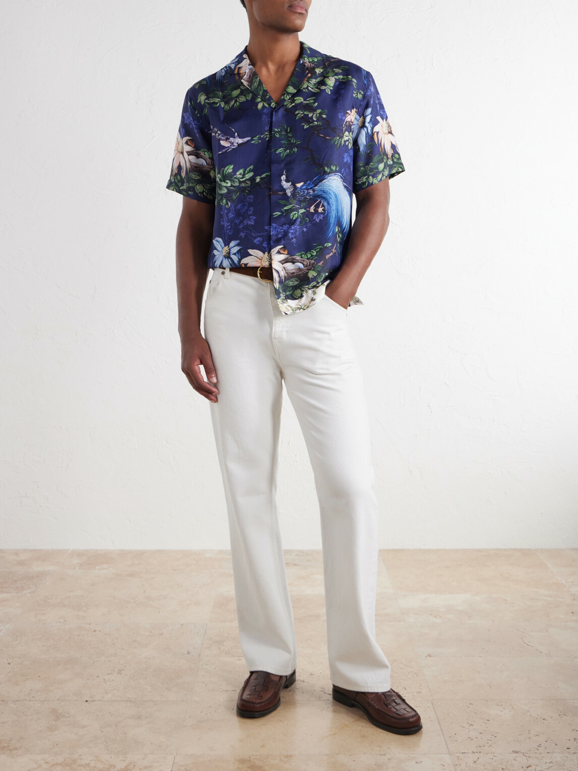 Orlebar Brown - Maitan Camp-Collar Printed Silk Shirt - Blue