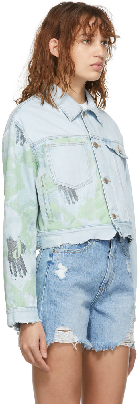 SJYP Blue Printed Denim Jacket