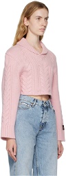 We11done Pink Shawl Collar Sweater
