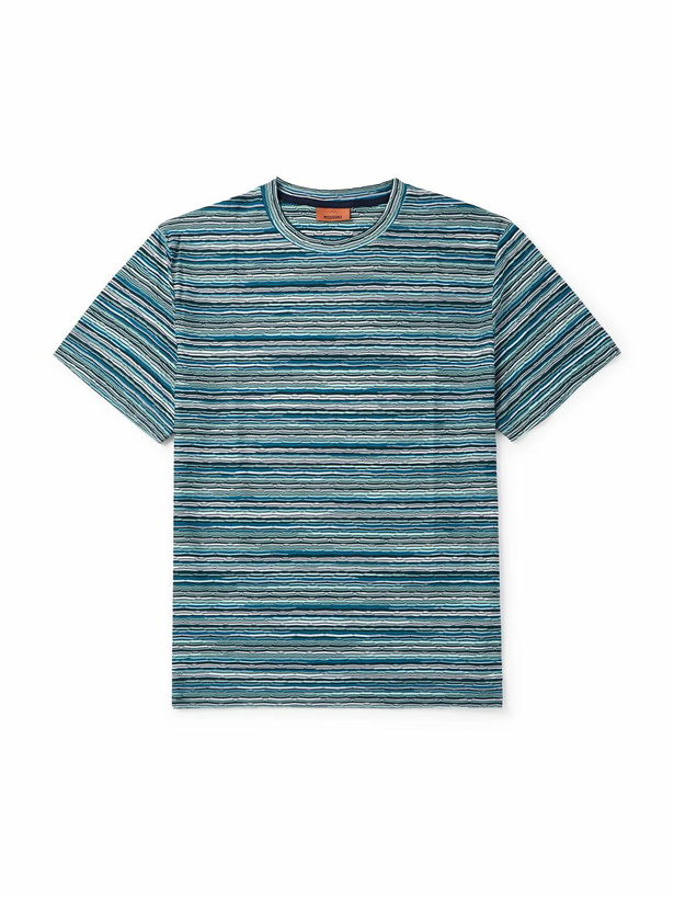 Photo: Missoni - Space-Dyed Cotton-Jersey Jacquard T-Shirt - Blue