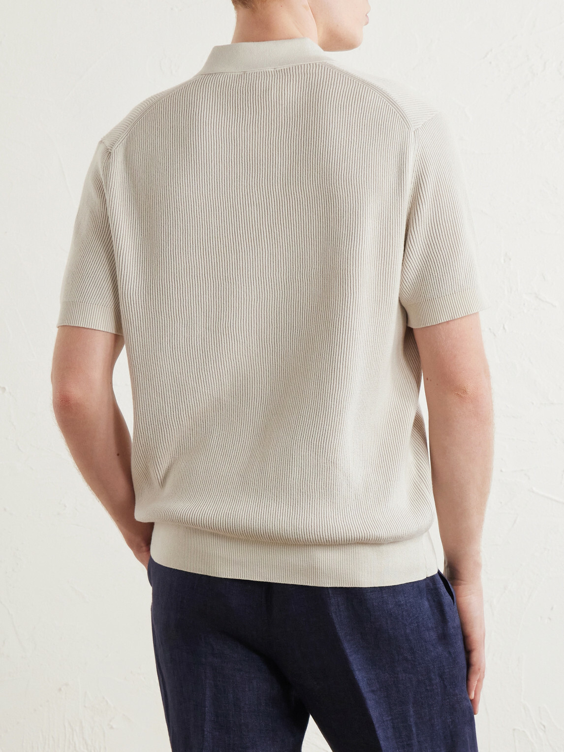 Sunspel - Ribbed Cotton Polo-Shirt - Neutrals