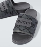 Gucci GG leather-trimmed slides
