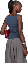 Fruity Booty Navy Frill Wrap Tank Top