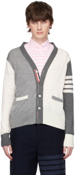 Thom Browne Gray & White 4-Bar Cardigan