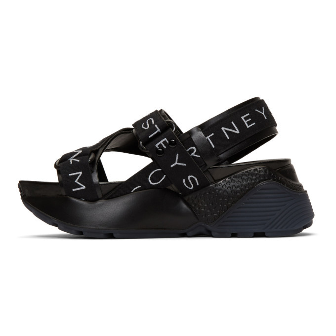 Stella McCartney logo tape platform sandals - Black, £360.00