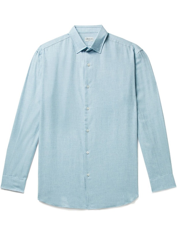 Photo: Charvet - Cotton and Wool-Blend Shirt - Blue