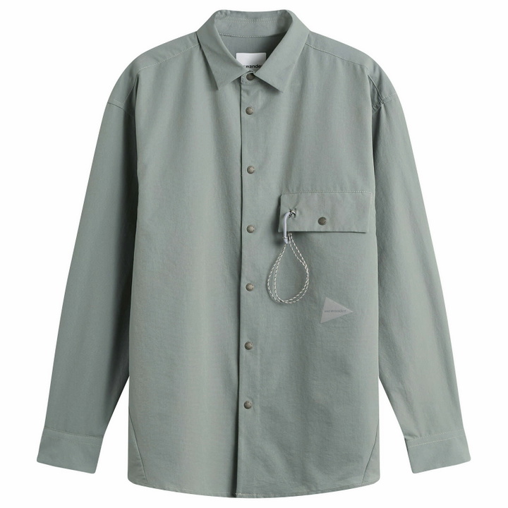 Photo: and wander Men's Dry Breathable Shirt in Blue Grey