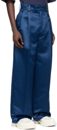 We11done Navy Polyester Trousers