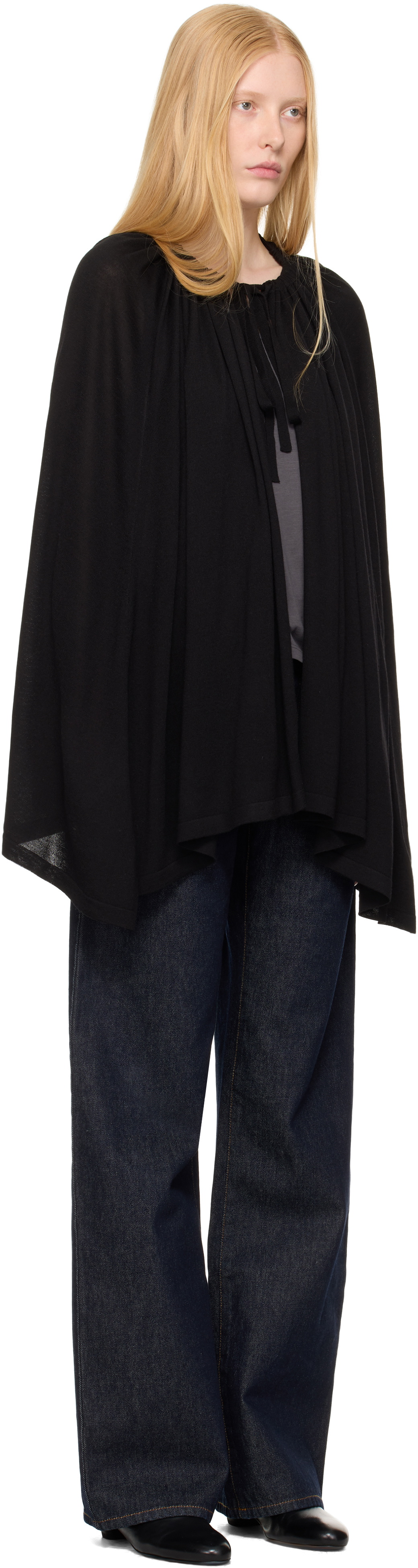 TOTEME Black Drawstring Cape