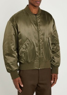 Saint Laurent Padded Satin Bomber Jacket Khaki