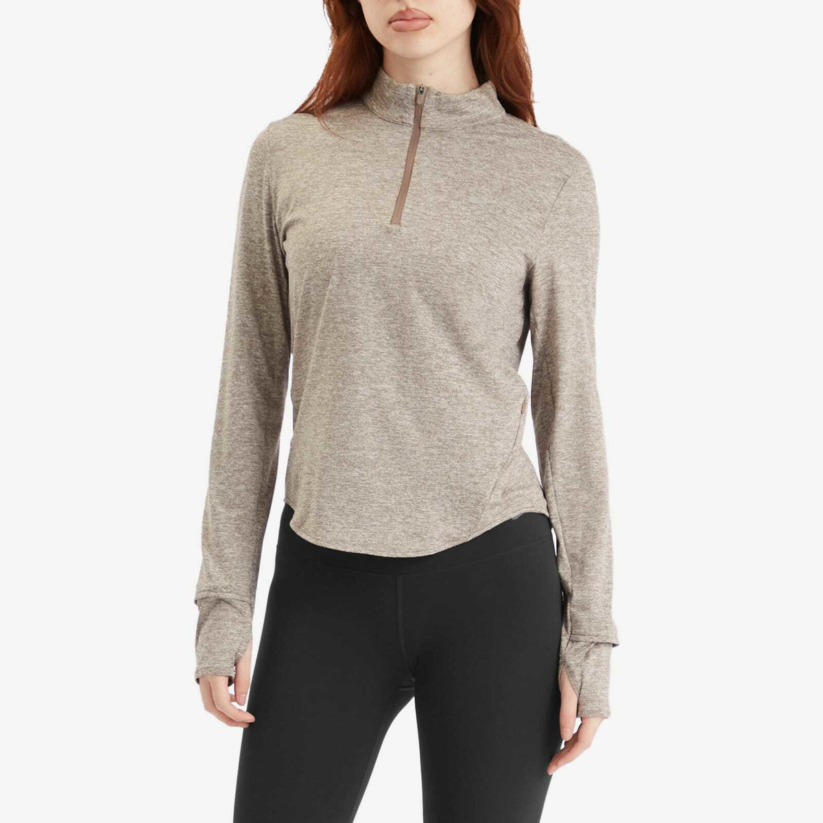 Nike Women's Swift Dri-fit UV Half-Zip T-Shirt in Mink Brown