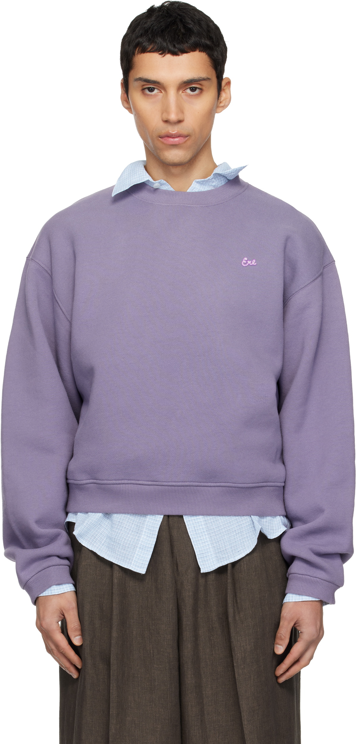 ERL Purple Script Crewneck Sweater