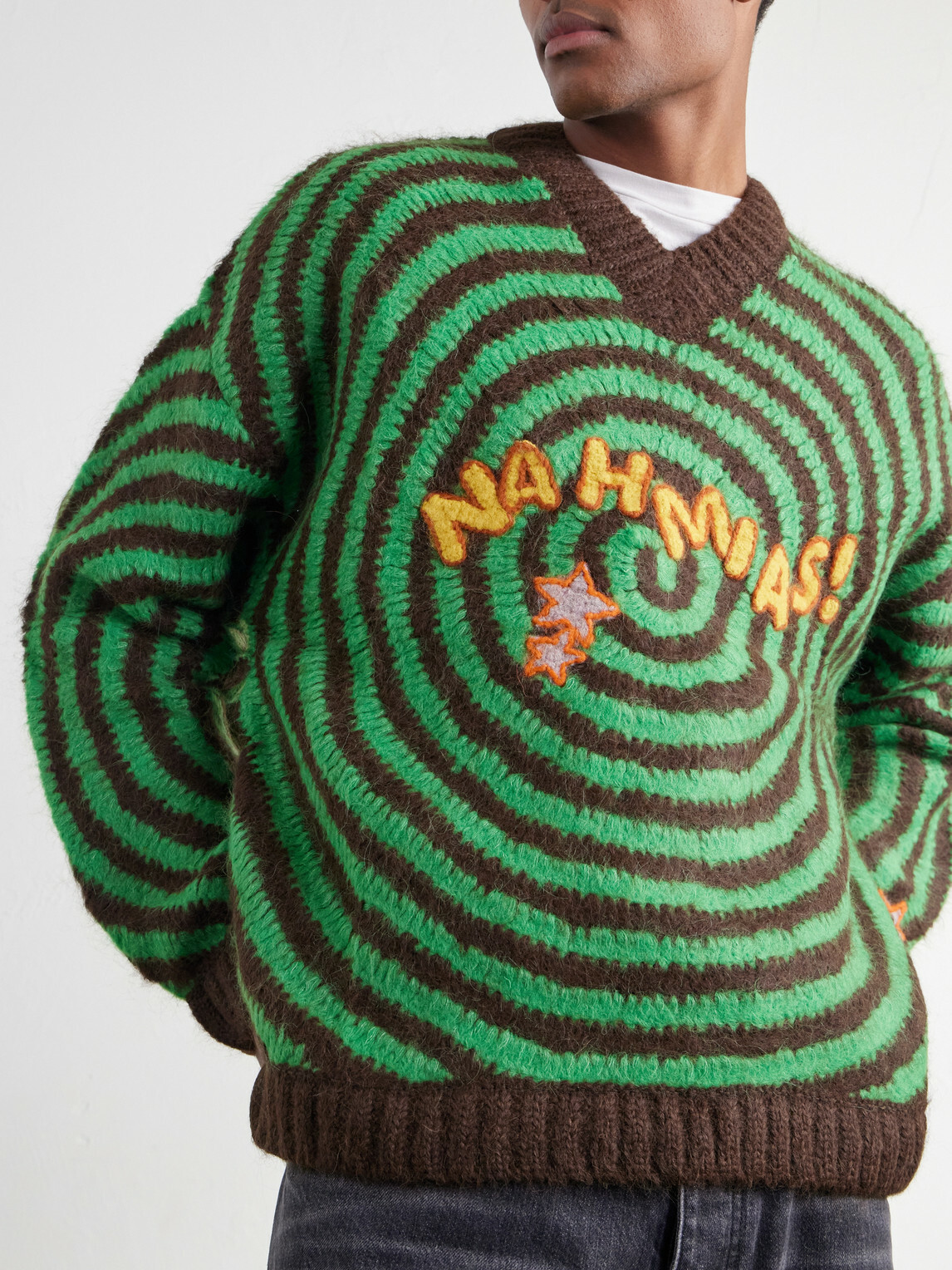 NAHMIAS - Embroidered Alpaca-Blend Crochet Sweater - Green