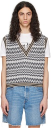 Anna Sui SSENSE Exclusive Black & White Zig Zag Vest