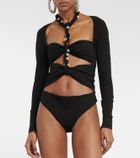 Area Chain-link crystal-embellished jersey bodysuit