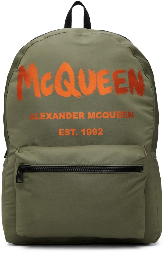 Photo: Alexander McQueen Khaki & Orange Graffiti Metropolitan Backpack