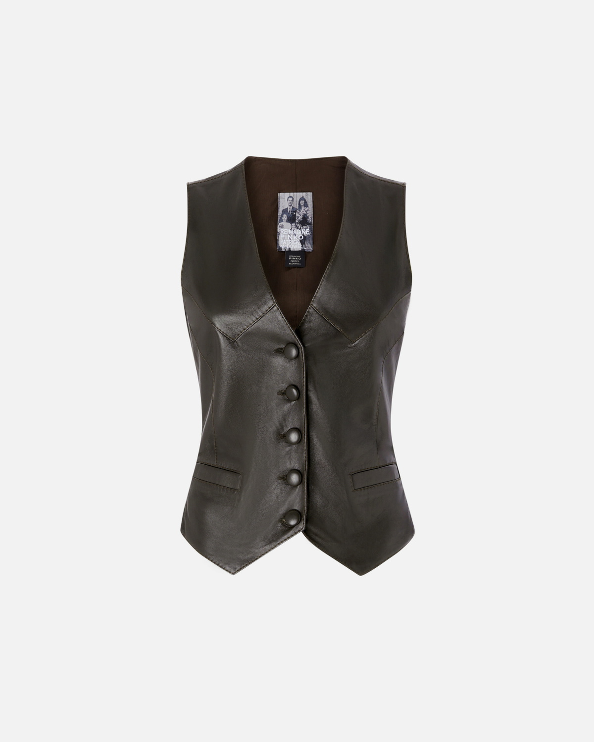 Pinko Reimagine By Pinko X Patrick Mc Dowell Leather Waistcoat Deep Brown