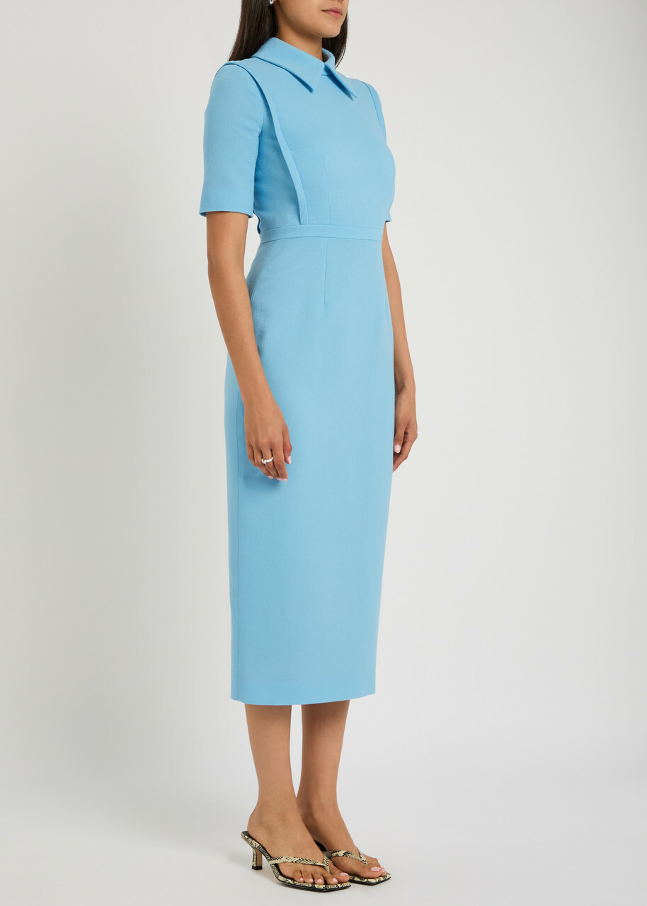 emilia wickstead dress blue Rubie Dress with Blue Flowers on Navy Cotton