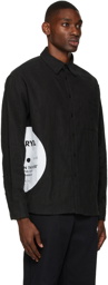 Mr. Saturday Black Linen Printed Shirt