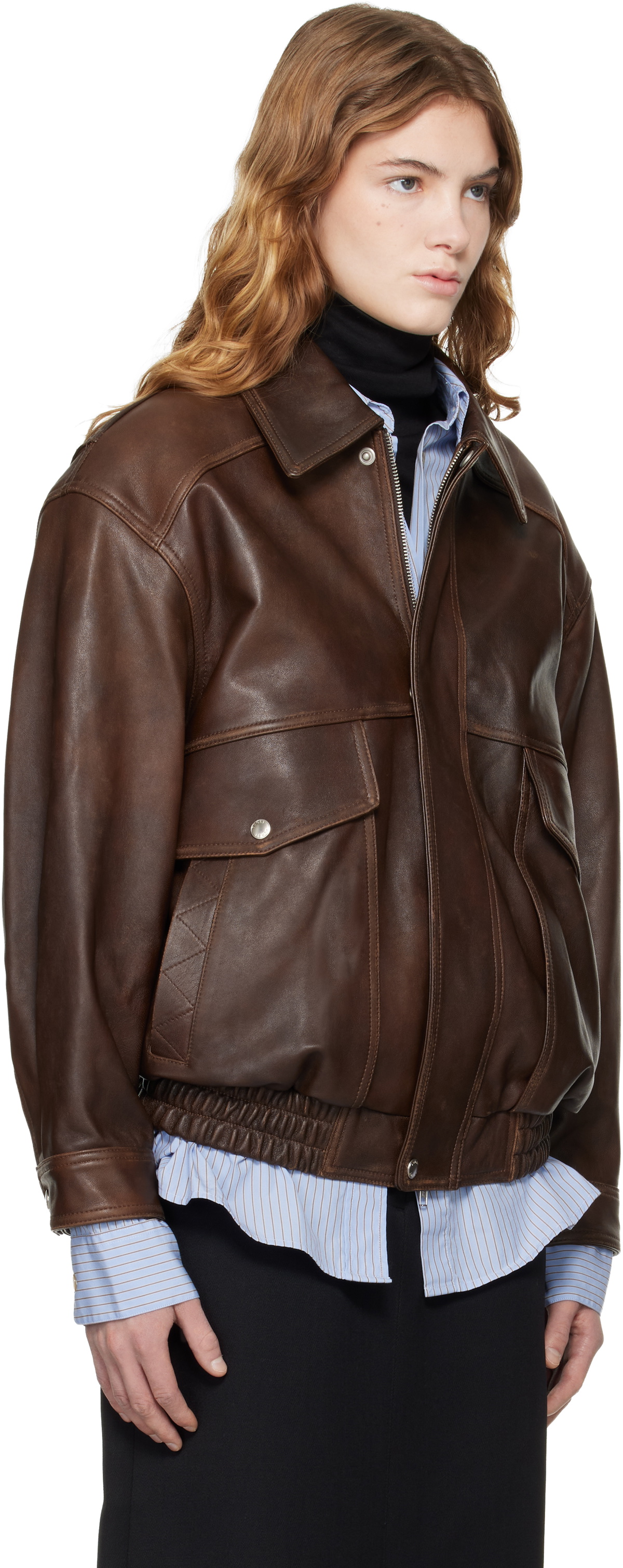 Dunst Brown Oversized Vintage Leather Jacket