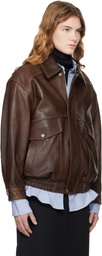 Dunst Brown Oversized Vintage Leather Jacket