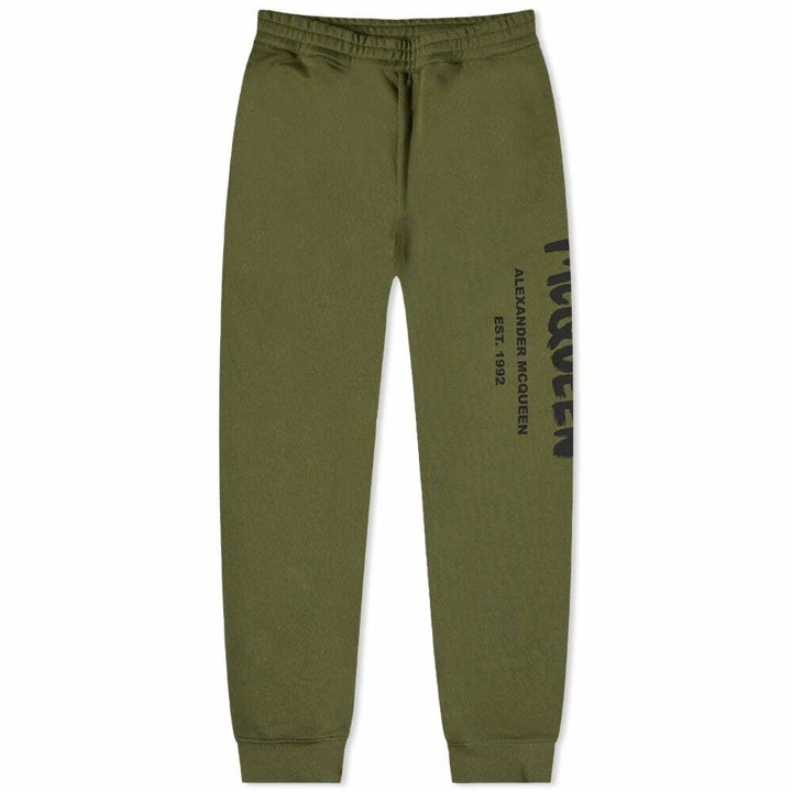 Photo: Alexander McQueen Men's Graffiti Logo Sweat Pant in Khk&Blck