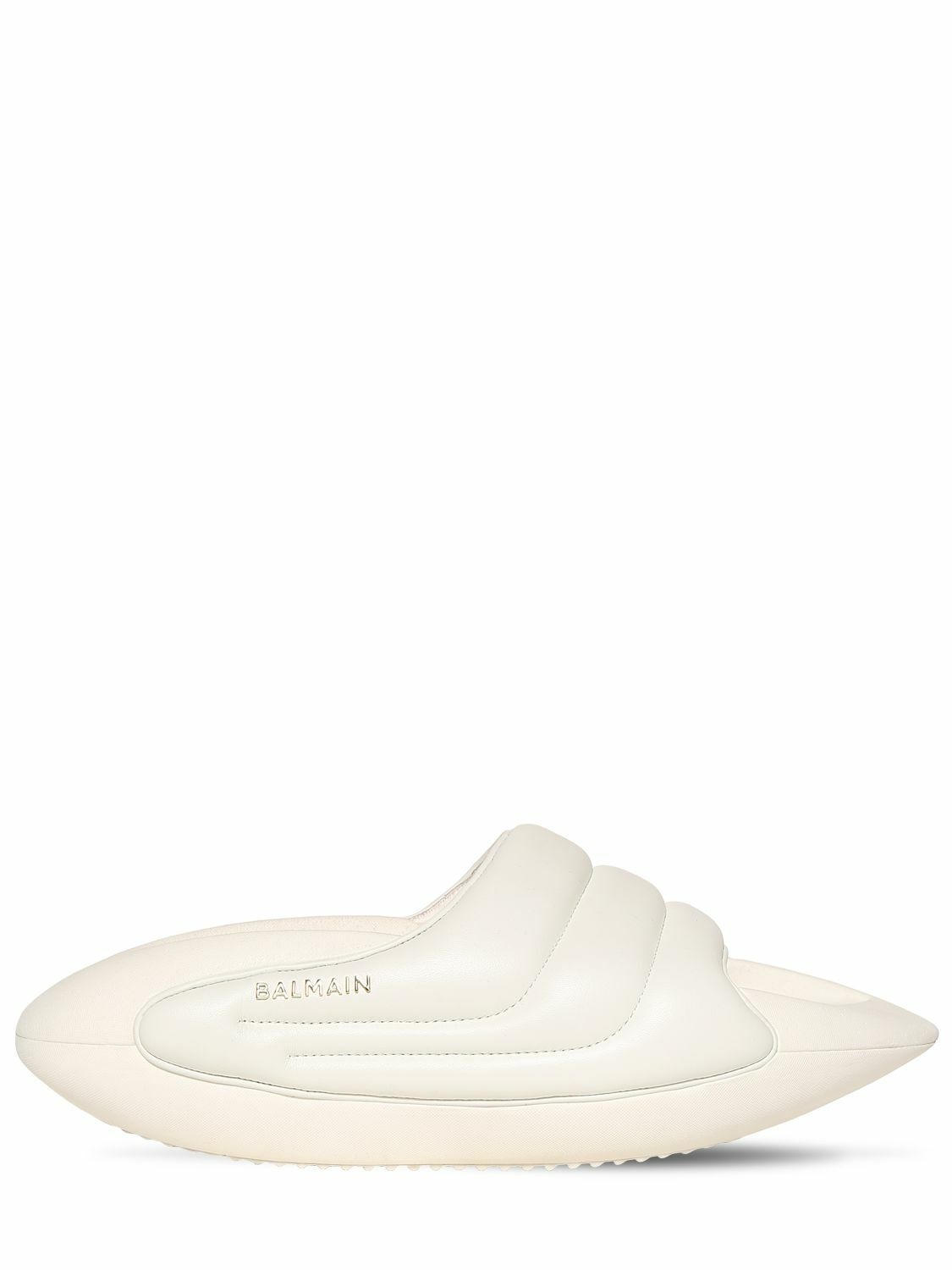 Photo: BALMAIN - B It Puffy Quilted Leather Slide Sandals