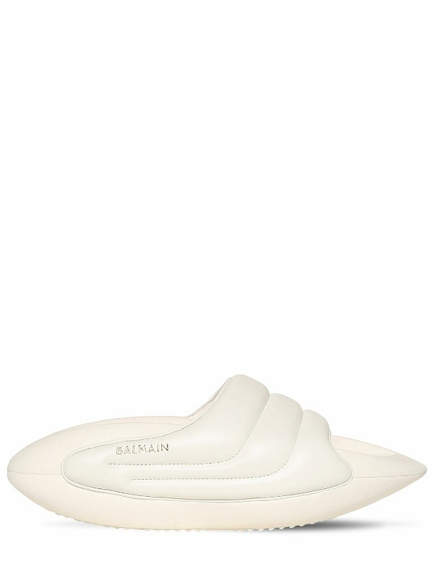 Photo: BALMAIN - B It Puffy Quilted Leather Slide Sandals