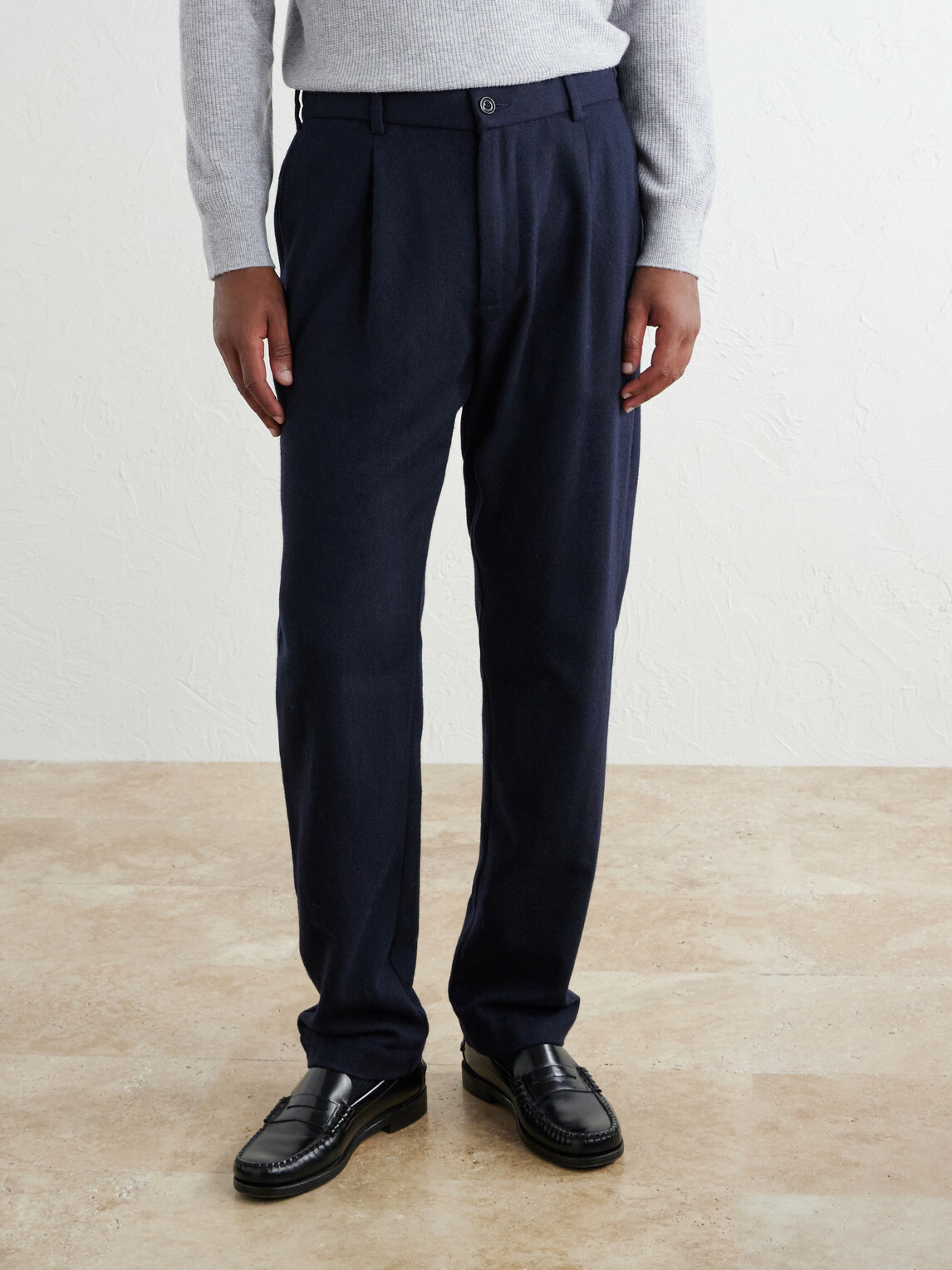 Hartford - Straight-Leg Wool-Blend Trousers - Blue