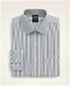 Brooks Brothers Men's Stretch Big & Tall Dress Shirt, Non-Iron Herringbone Candy Stripe Ainsley Collar | Black
