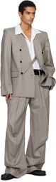 ALAINPAUL Taupe Knee Shape Tailored Trousers