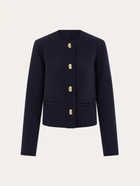 Ferragamo Womens Boxy jacket with Gancini buttons in Blue