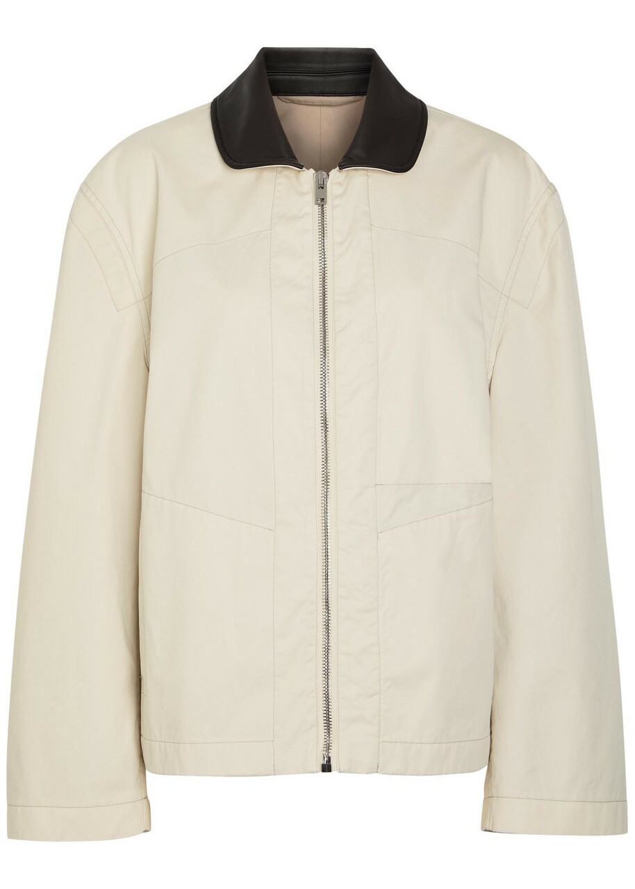 Lemaire Leather Collar Cotton Jacket Ivory