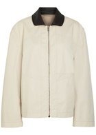 Lemaire Leather Collar Cotton Jacket Ivory