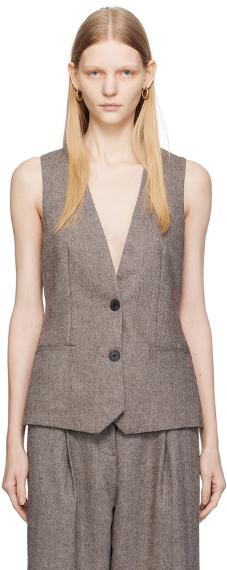 Photo: REMAIN Birger Christensen Brown V-Neck Vest