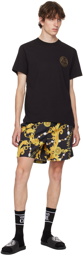 Versace Jeans Couture Black & Yellow Graphic Shorts