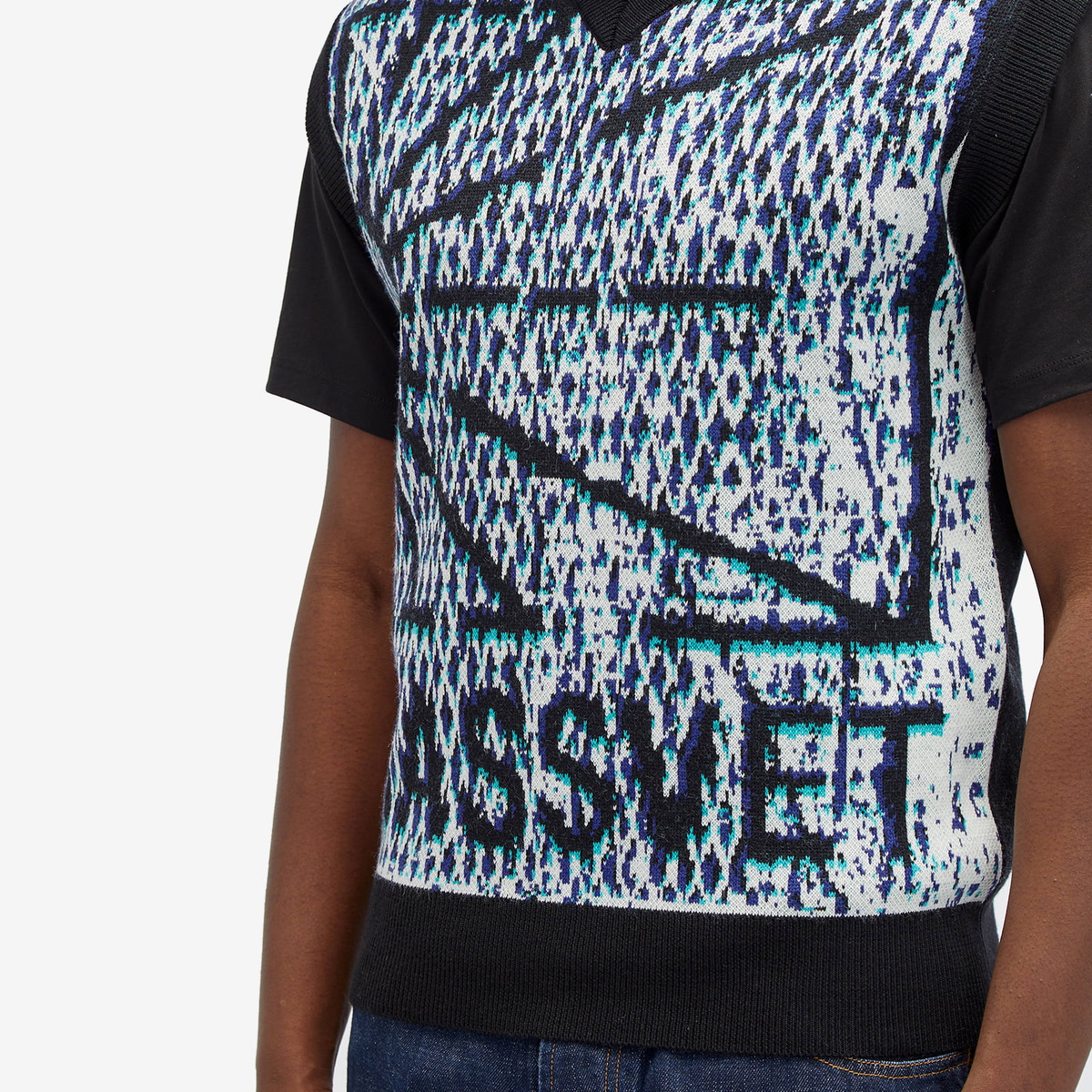 PACCBET Men's Mesh Camo Knitted Vest in Black