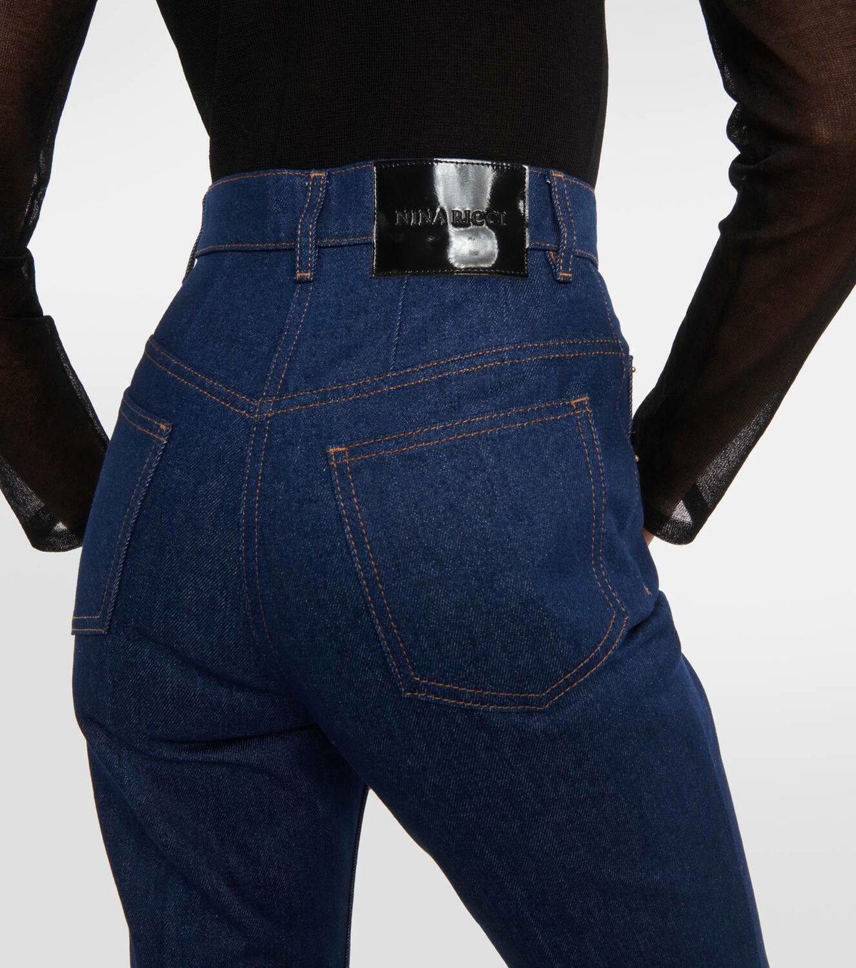 デニム・ジーパン NINA RICCI FLARED DENIM JEANS Printed flared jeans in blue - Nina Ricci | Mytheresa
