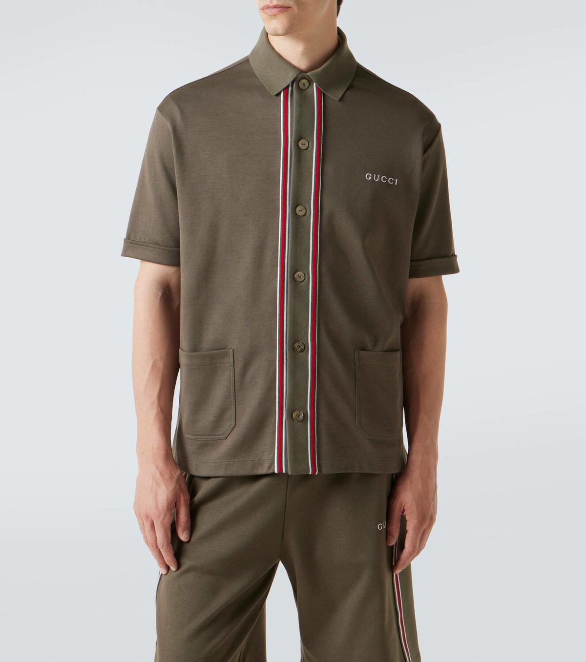 Gucci Logo Web Stripe cotton piqué polo shirt