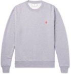 AMI - Logo-Appliquéd Mélange Loopback Cotton-Jersey Sweatshirt - Gray